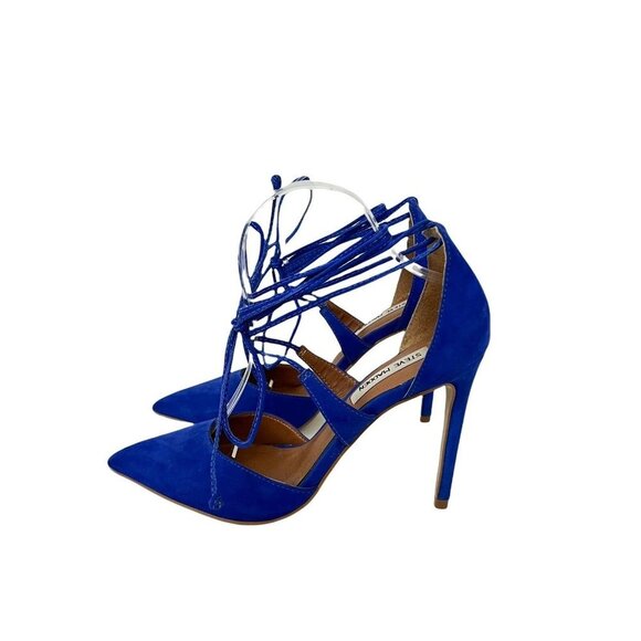 Steve Madden Womens Size 8.5 Raela Blue Leather Pointed Lace-Up Heels - Picture 4 of 7